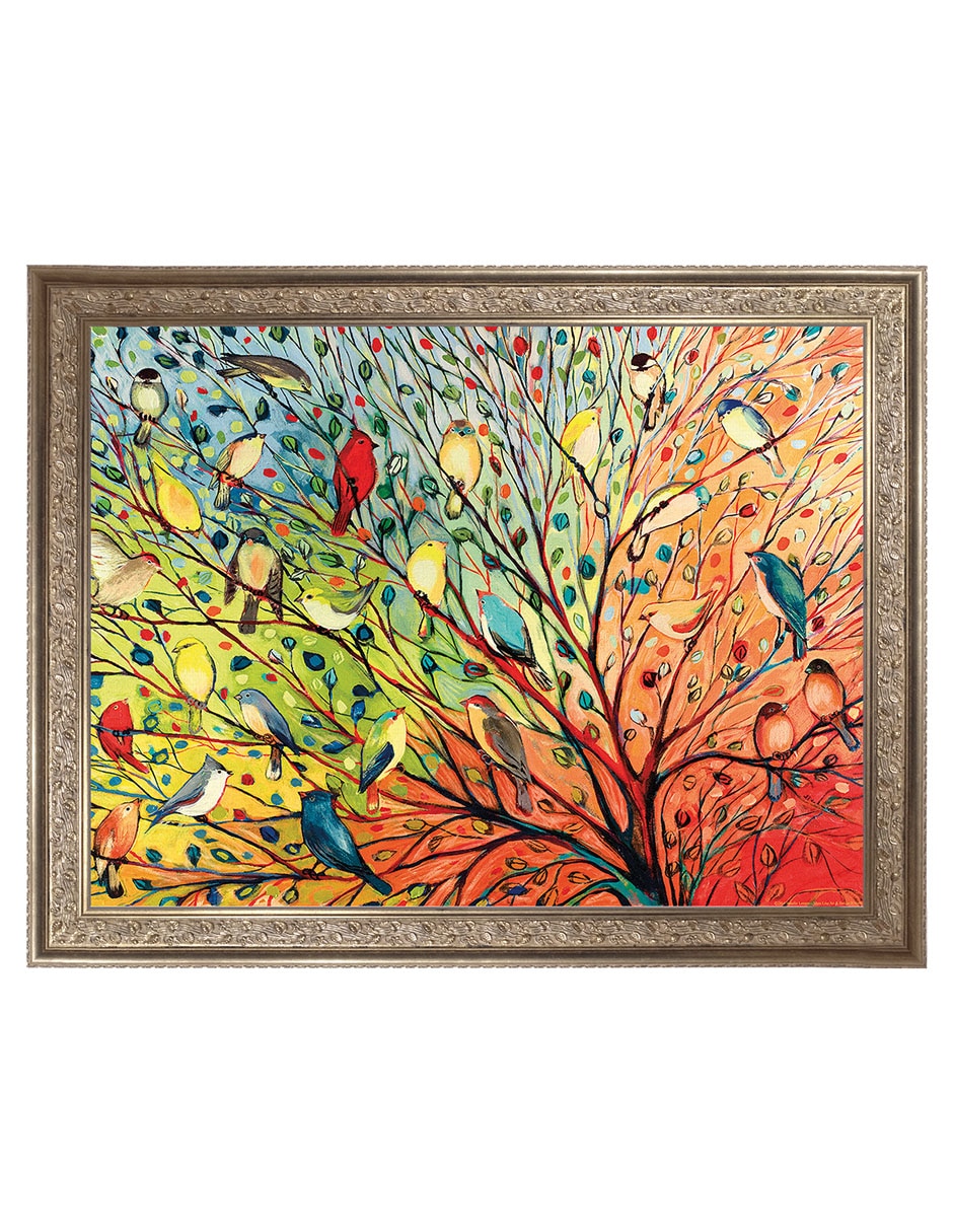 Cuadro decorativo 27 aves de Jennifer Lommers técnica mixta