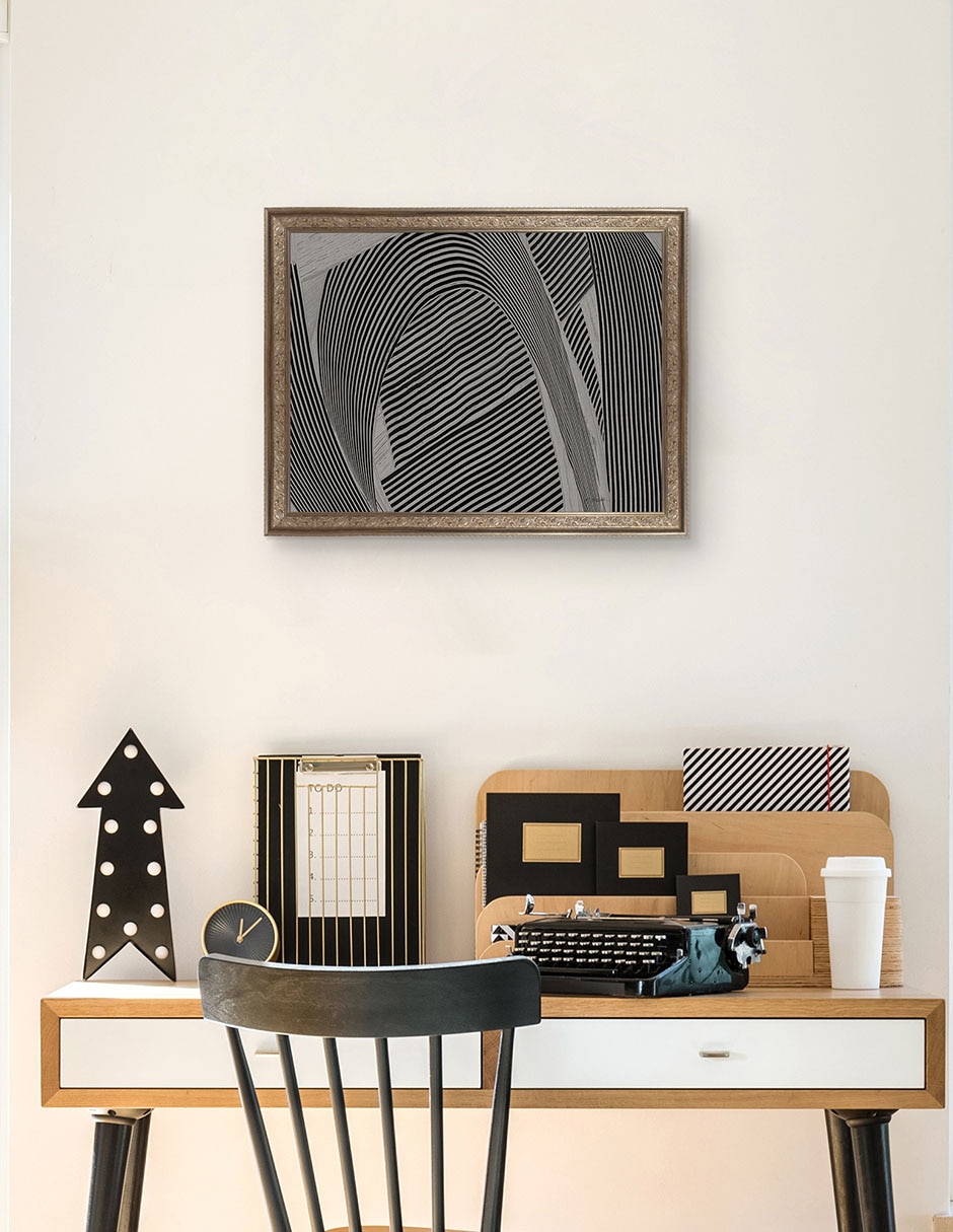 Cuadro decorativo Tejido gris I de Mike Schick técnica mixta 3