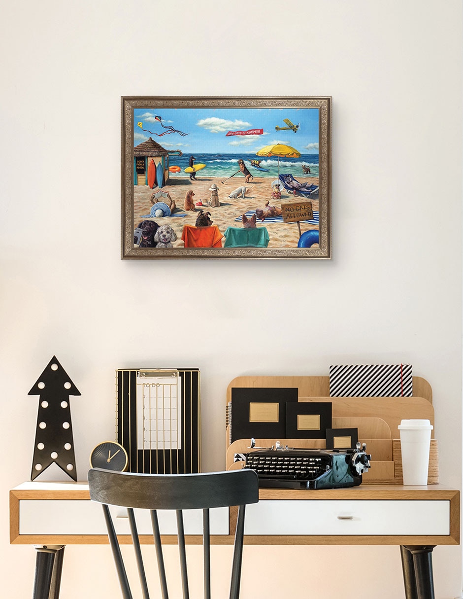 Cuadro decorativo Playa de perros de Lucia Heffernan técnica mixta 3