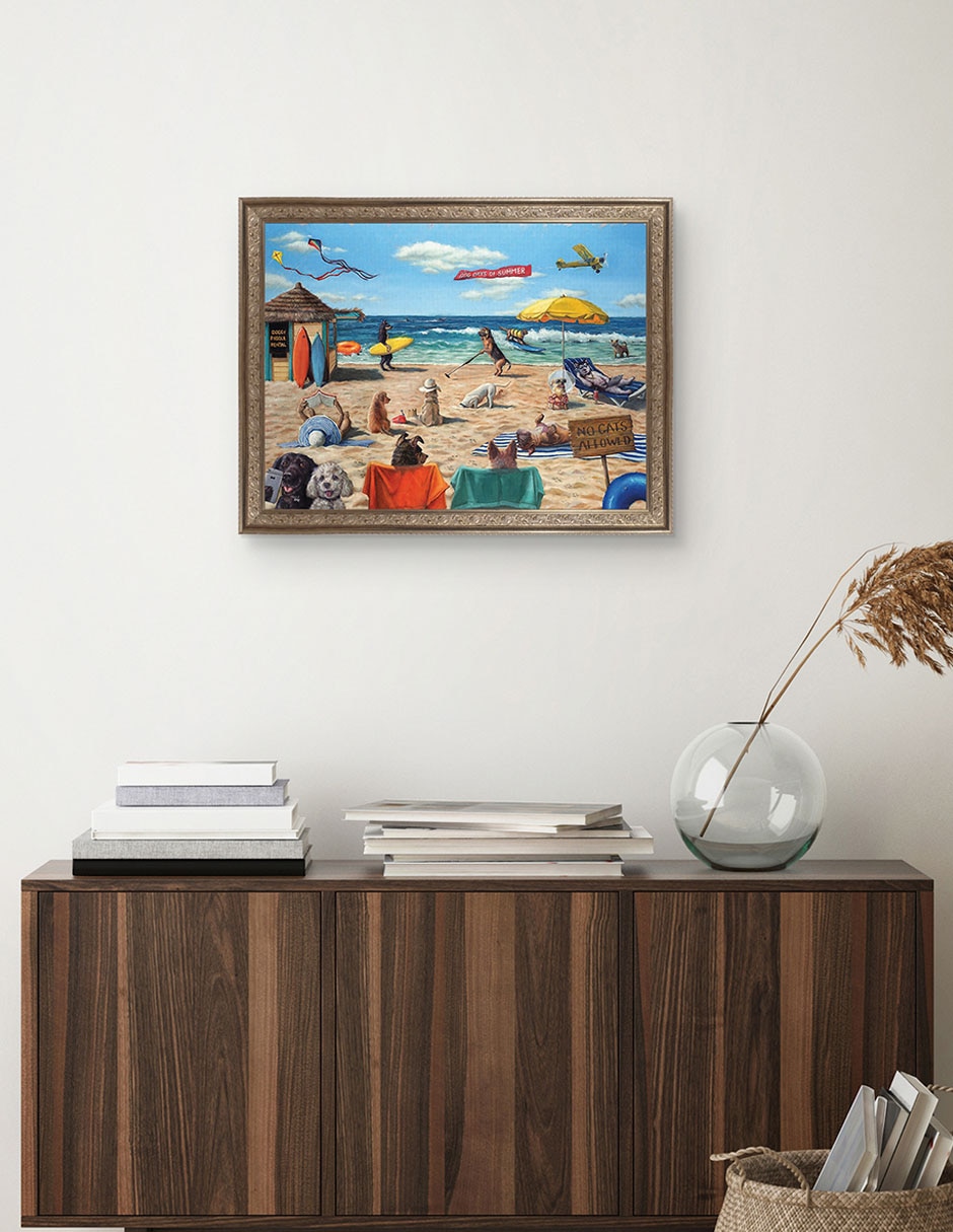 Cuadro decorativo Playa de perros de Lucia Heffernan técnica mixta 4