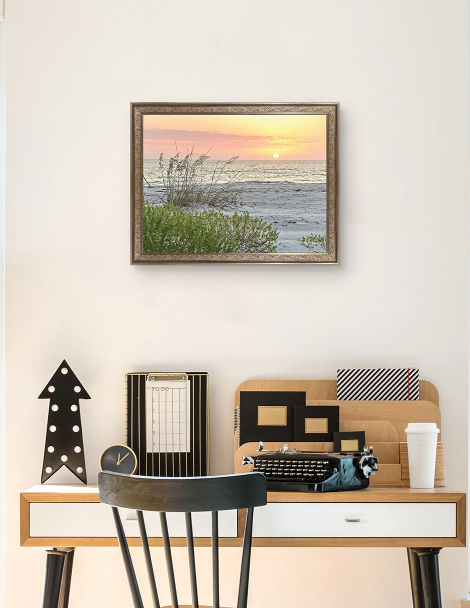 Cuadro decorativo Atardecer calmante de Mary Lou Johnson técnica mixta 3