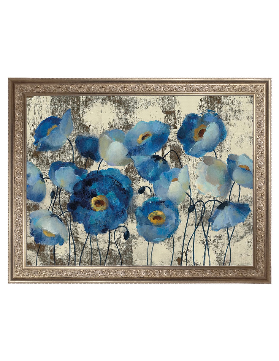 Cuadro decorativo Floral aguamarina de Silvia Vassileva técnica mixta