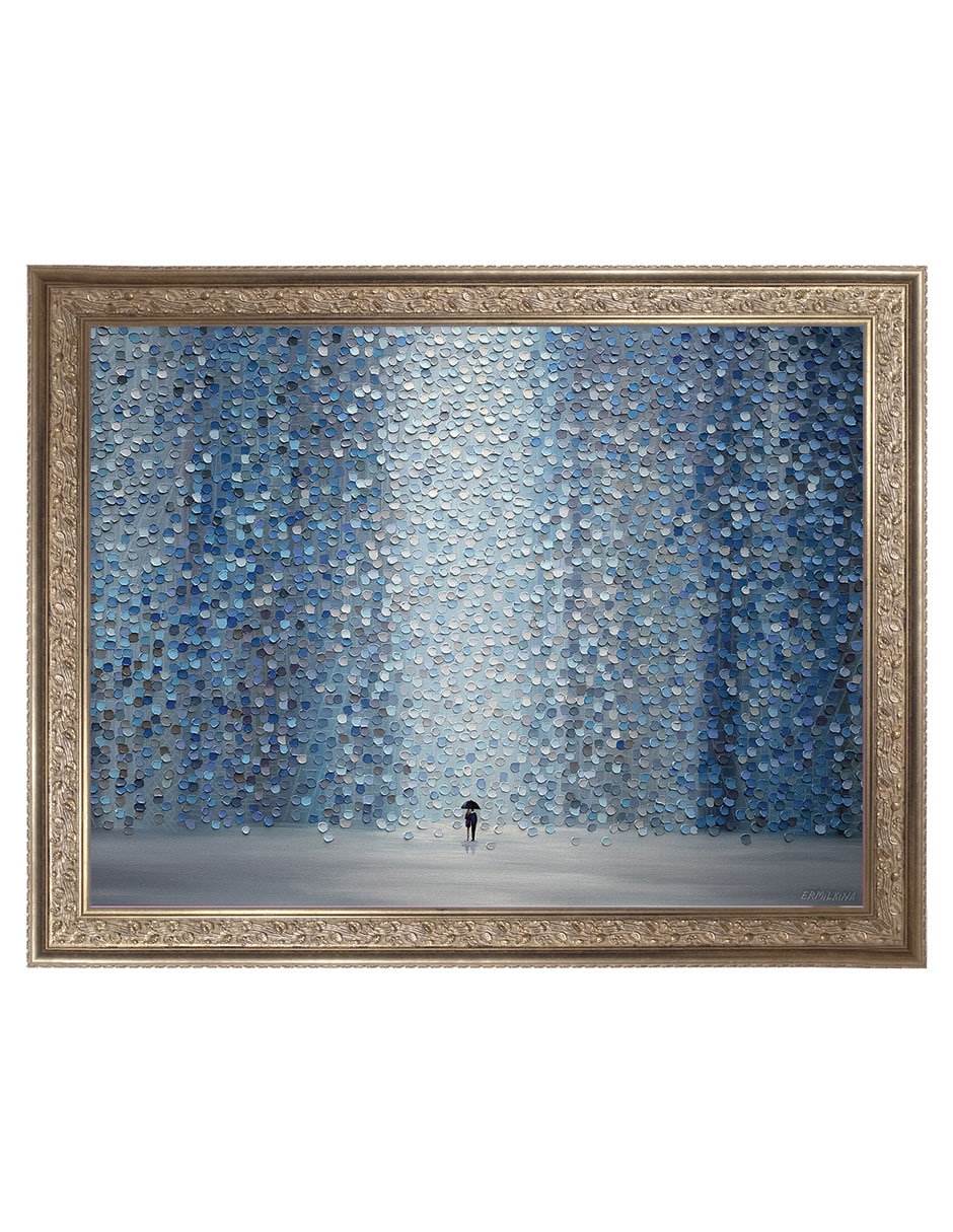 Cuadro decorativo Lluvia azul de Ekaterina Ermilkina técnica mixta