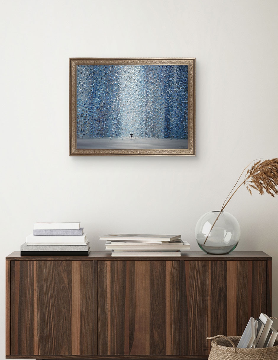 Cuadro decorativo Lluvia azul de Ekaterina Ermilkina técnica mixta 4