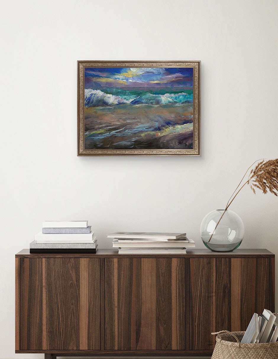 Cuadro decorativo Ondas a la luz de la luna de Michael Creese técnica mixta 4