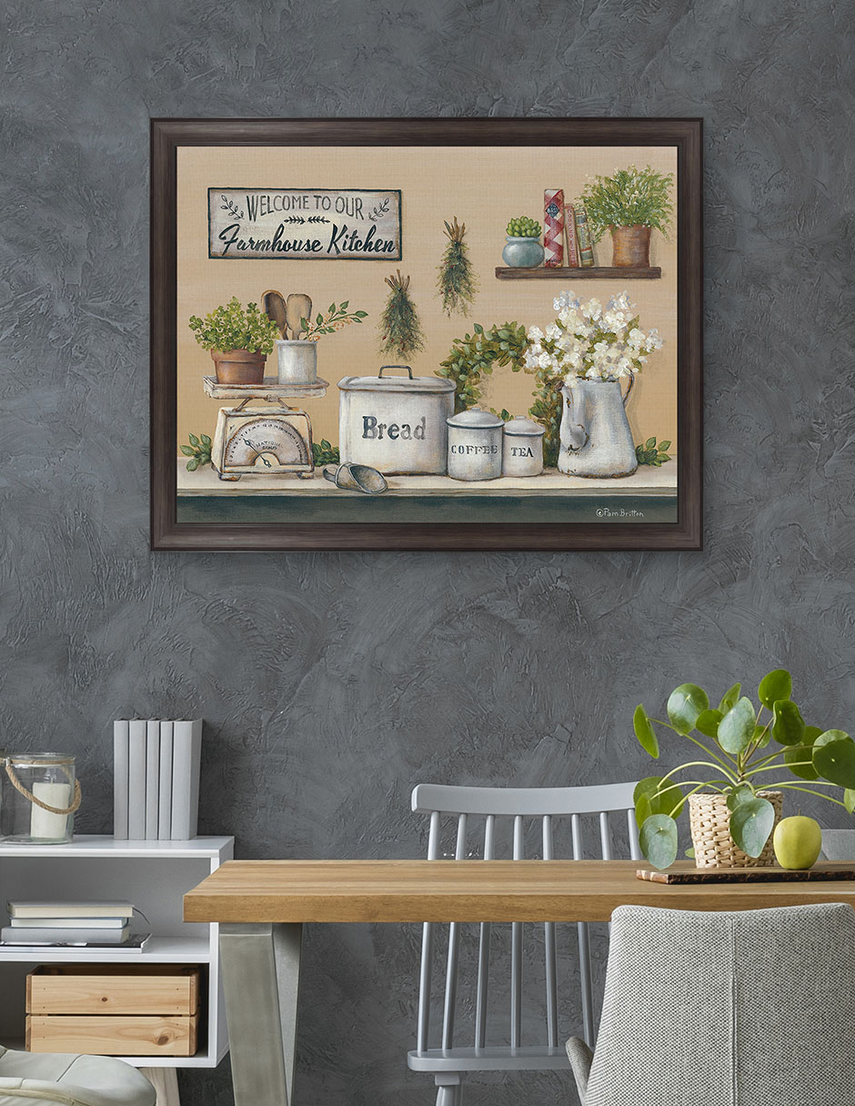 Cuadro decorativo Cocina de granja con jardín de Pam Britton técnica mixta 4