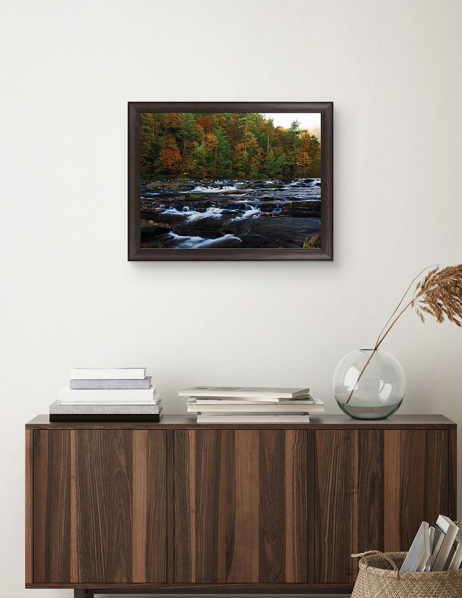 Cuadro decorativo Otoño en el río Tellico de Andy Crawford técnica mixta 3