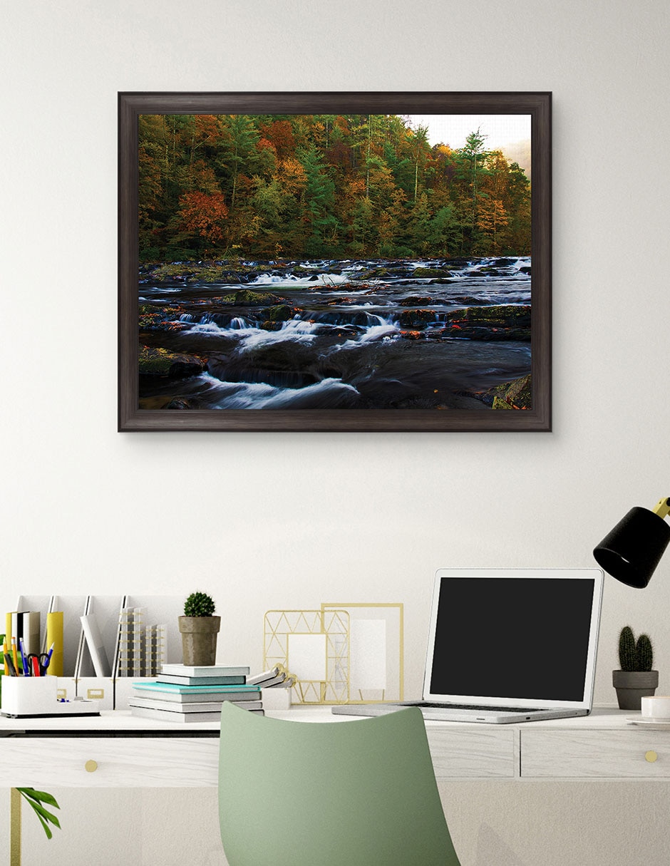 Cuadro decorativo Otoño en el río Tellico de Andy Crawford técnica mixta 4