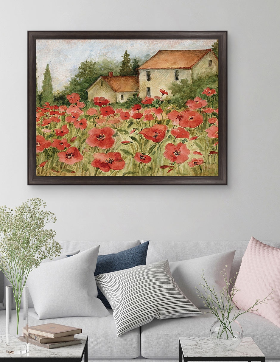 Cuadro decorativo Paisaje toscano de amapolas de Susan Winget técnica mixta 2