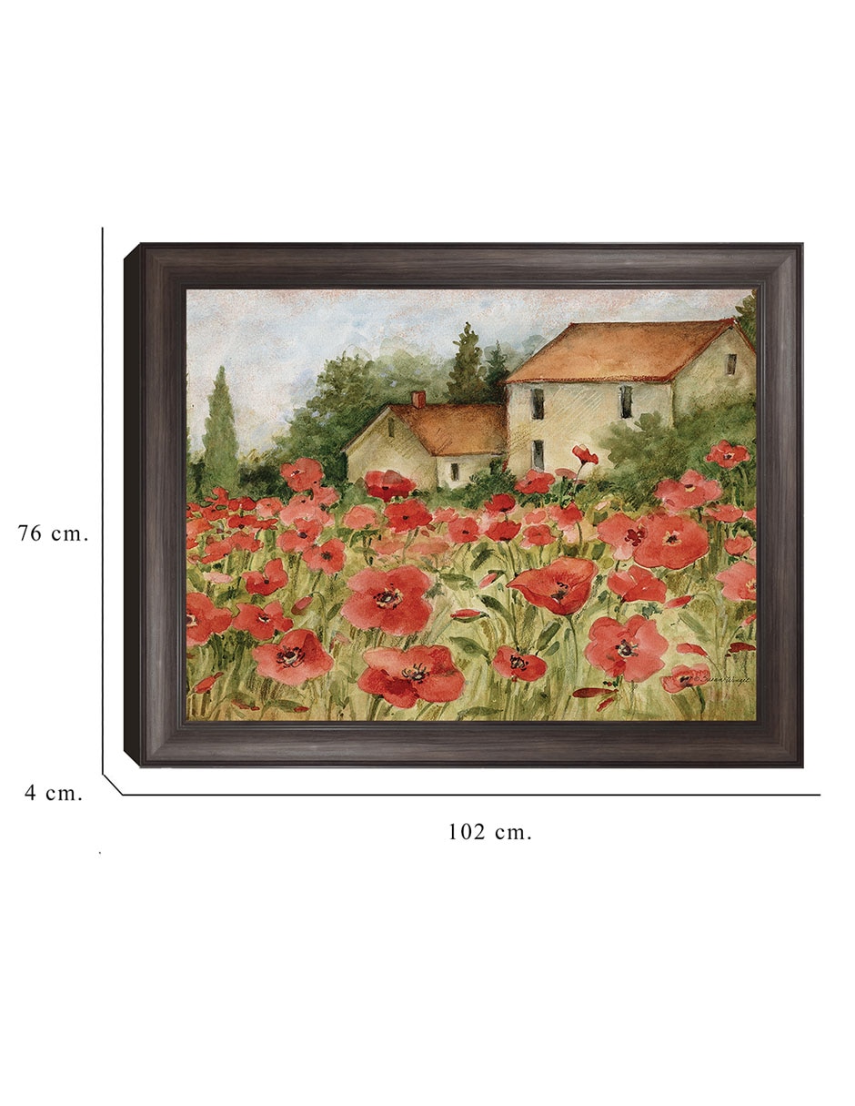 Cuadro decorativo Paisaje toscano de amapolas de Susan Winget técnica mixta 6