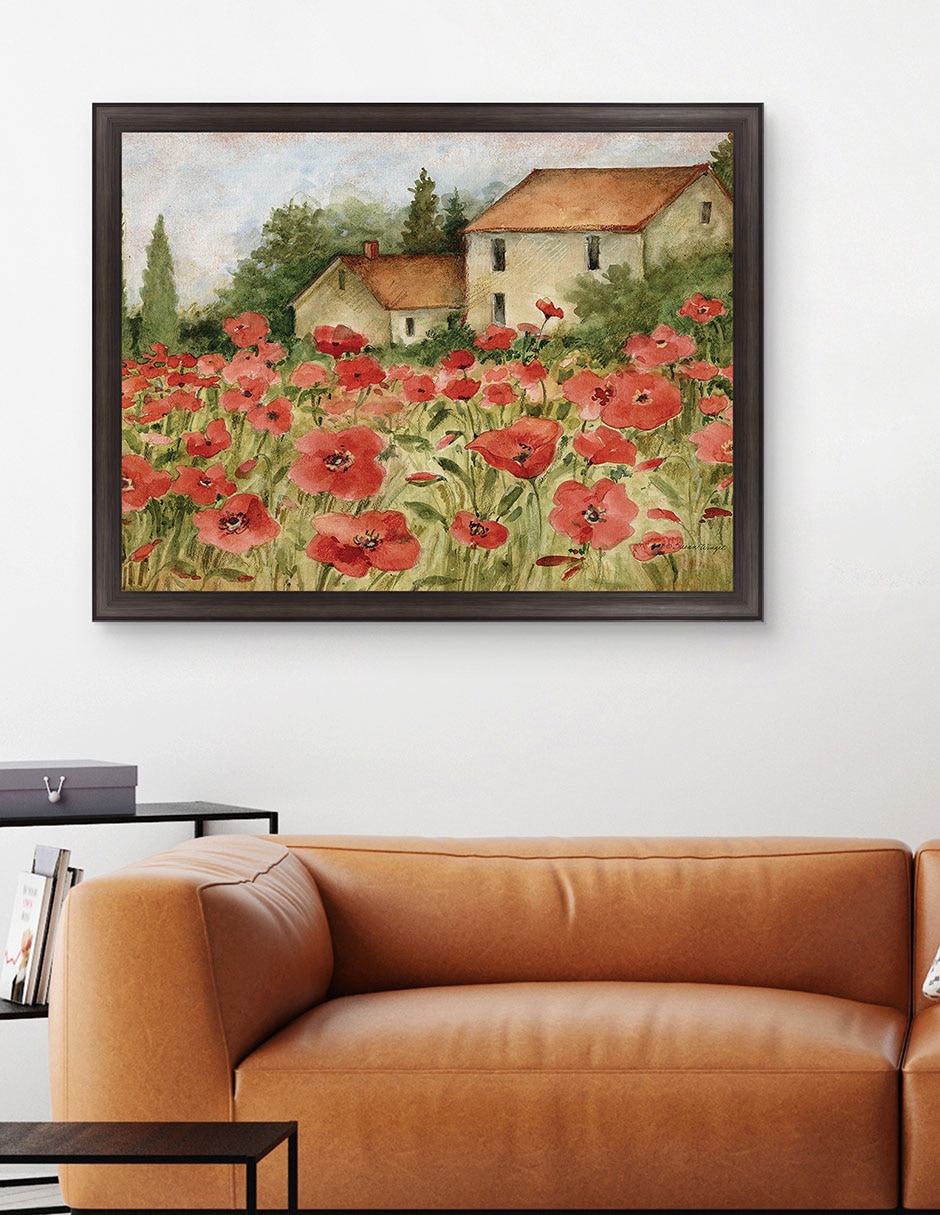 Cuadro decorativo Paisaje toscano de amapolas de Susan Winget técnica mixta 4