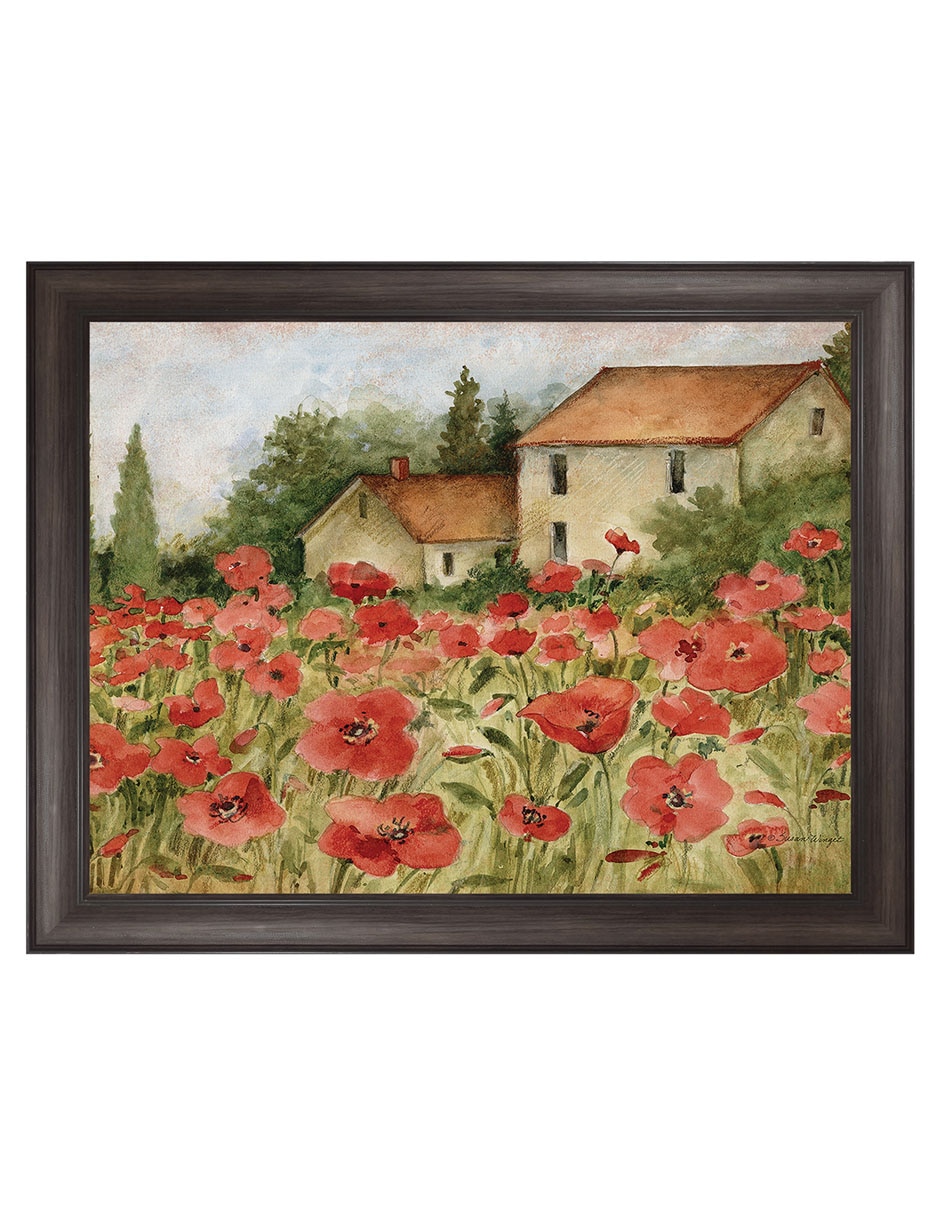 Cuadro decorativo Paisaje toscano de amapolas de Susan Winget técnica mixta