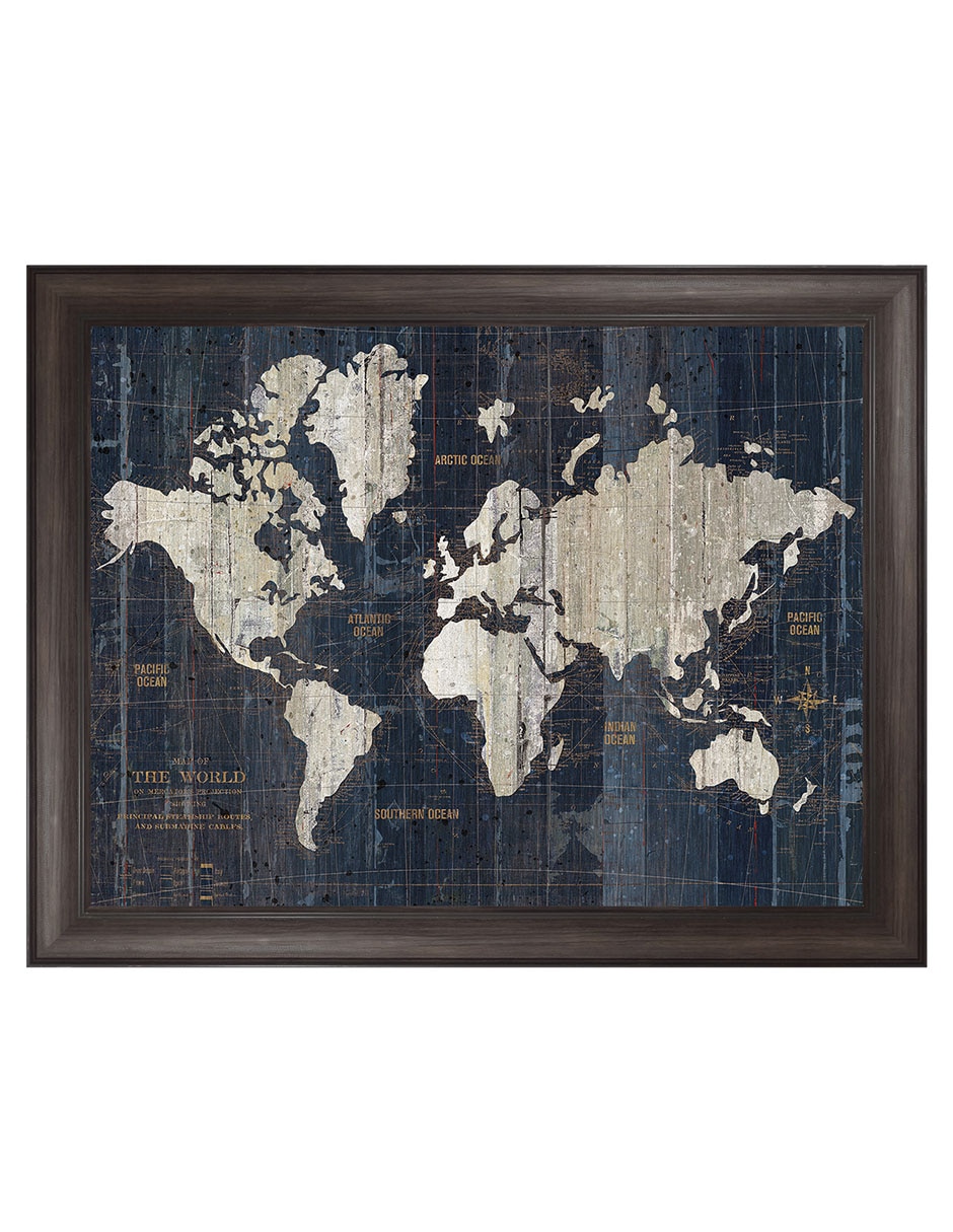 Cuadro decorativo Mapa del Viejo Mundo azul v2 de Wild Apple Portfolio técnica mixta