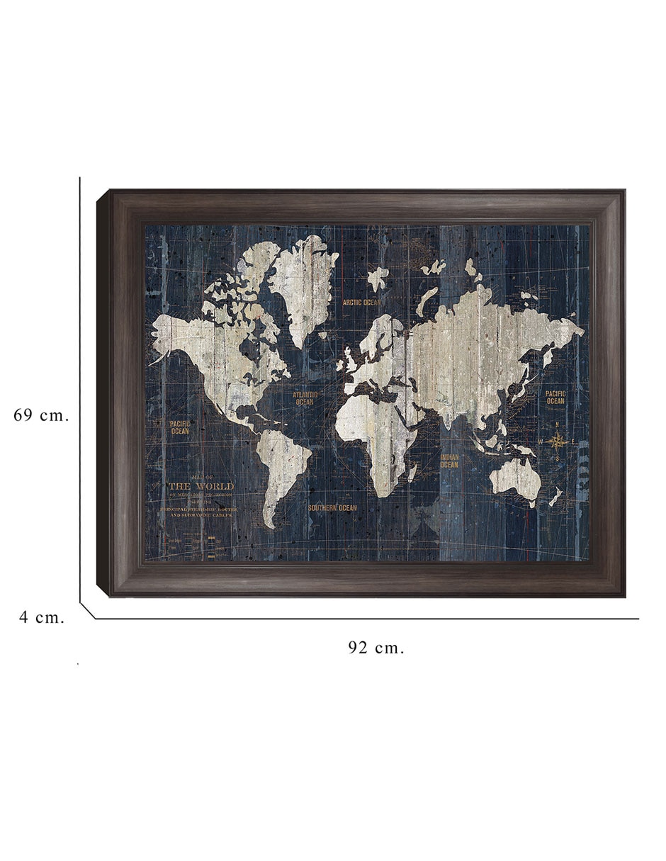 Cuadro decorativo Mapa del Viejo Mundo azul v2 de Wild Apple Portfolio técnica mixta 2