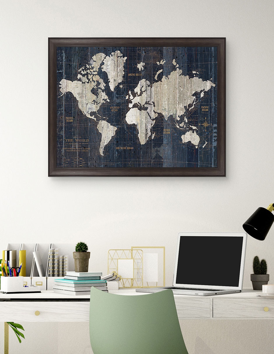 Cuadro decorativo Mapa del Viejo Mundo azul v2 de Wild Apple Portfolio técnica mixta 4
