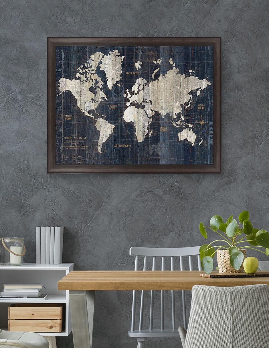 Cuadro decorativo Mapa del Viejo Mundo azul v2 de Wild Apple Portfolio técnica mixta 5