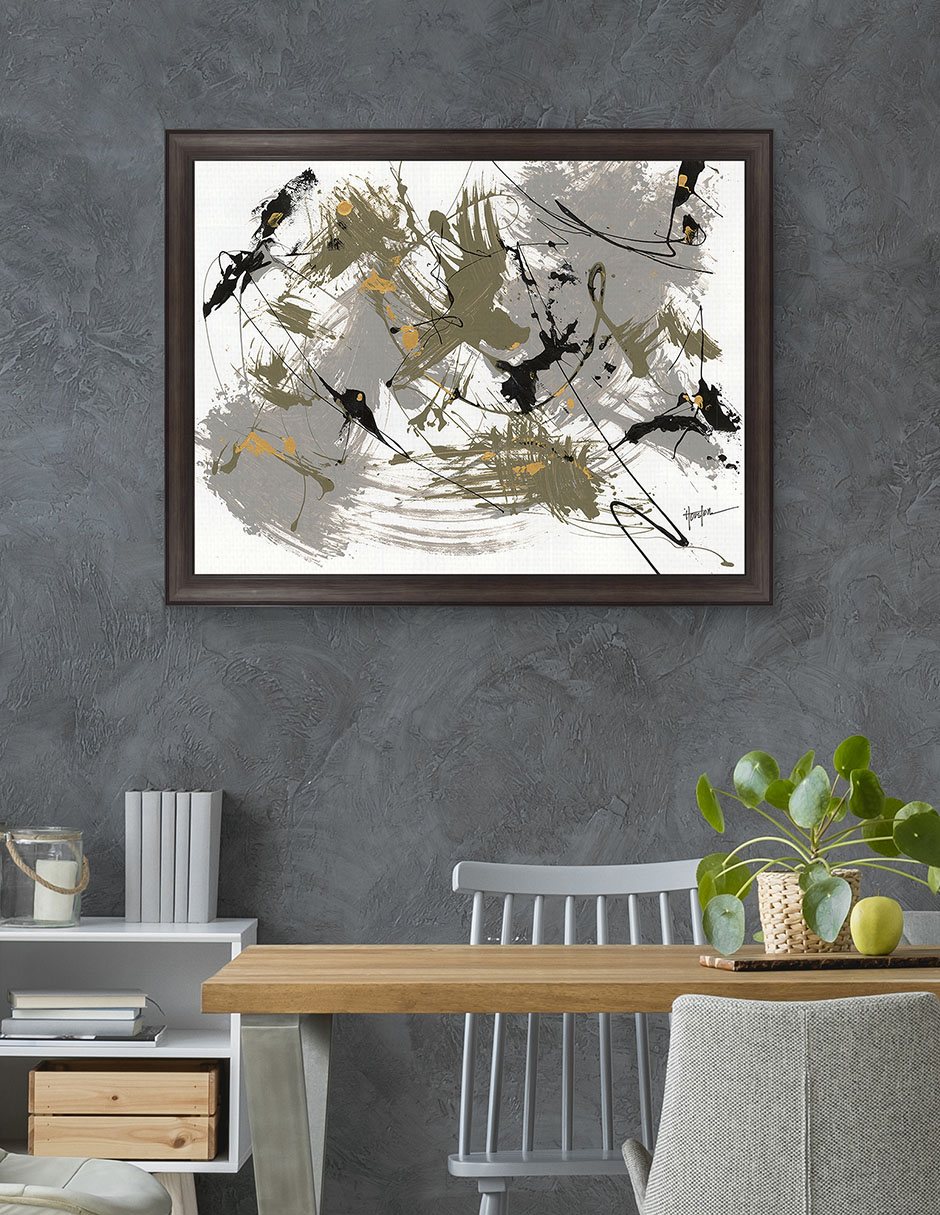 Cuadro decorativo Negro y dorado 1 de Dan Houston técnica mixta 4