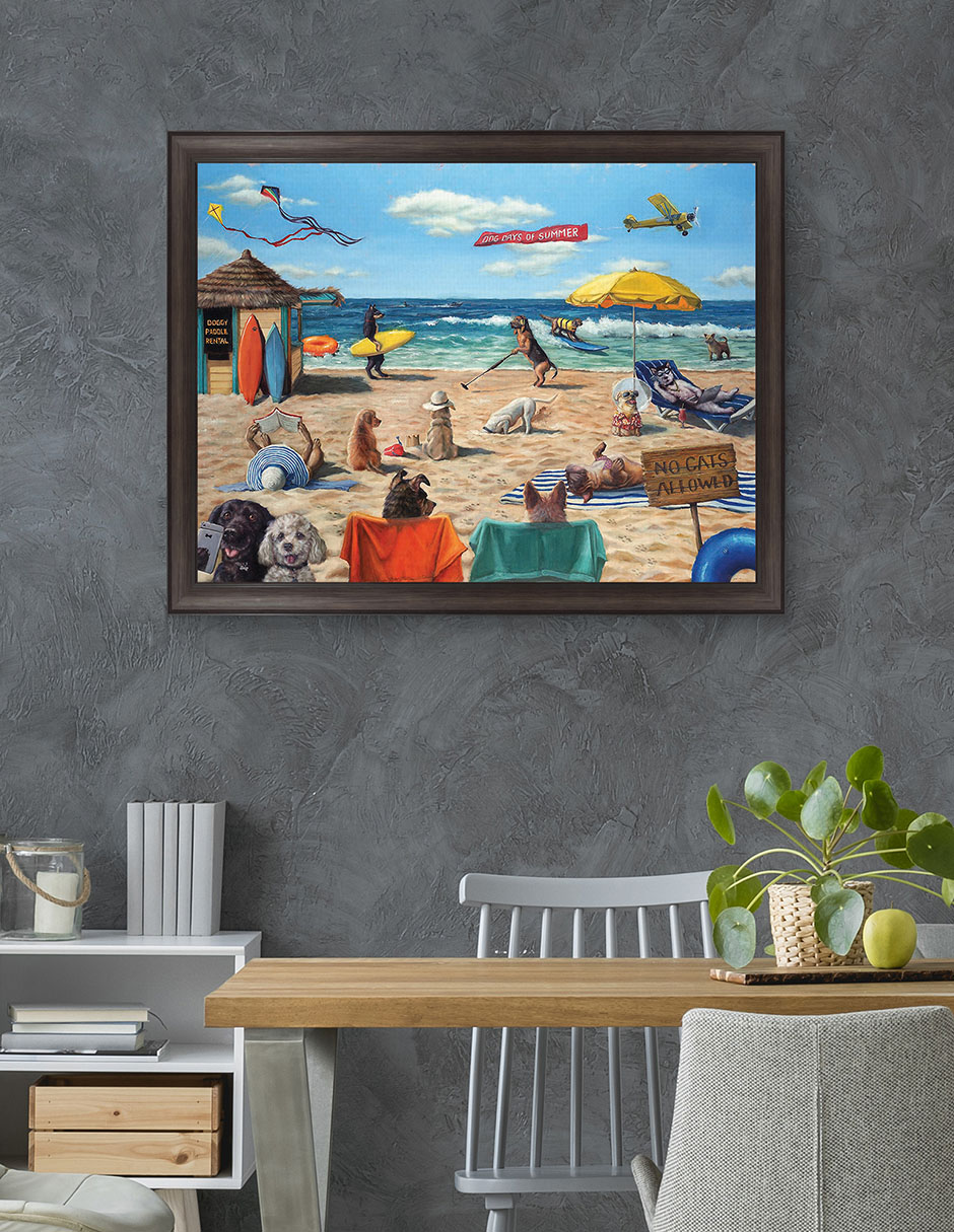 Cuadro decorativo Playa de perros de Lucia Heffernan técnica mixta 4