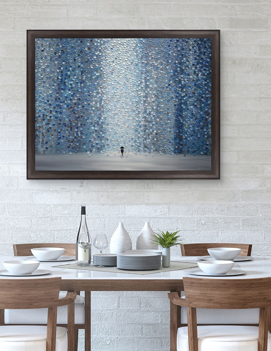 Cuadro decorativo Lluvia azul de Ekaterina Ermilkina técnica mixta 3