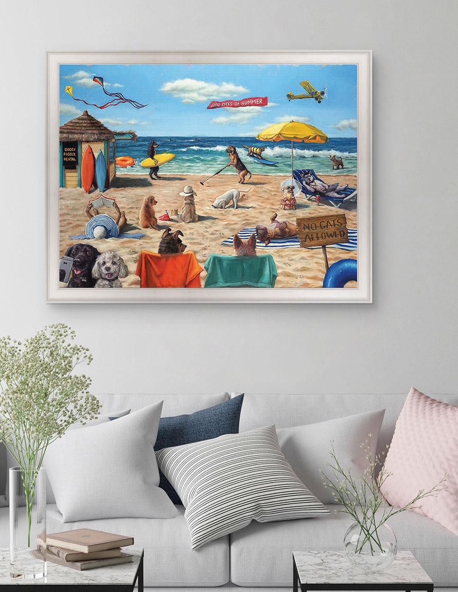 Cuadro decorativo Playa de perros de Lucia Heffernan técnica mixta 3
