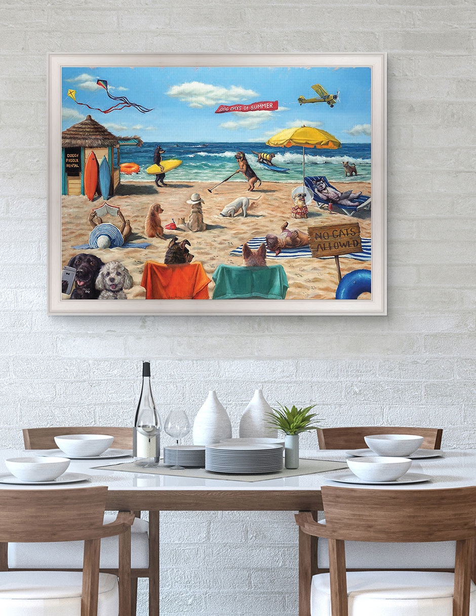 Cuadro decorativo Playa de perros de Lucia Heffernan técnica mixta 4