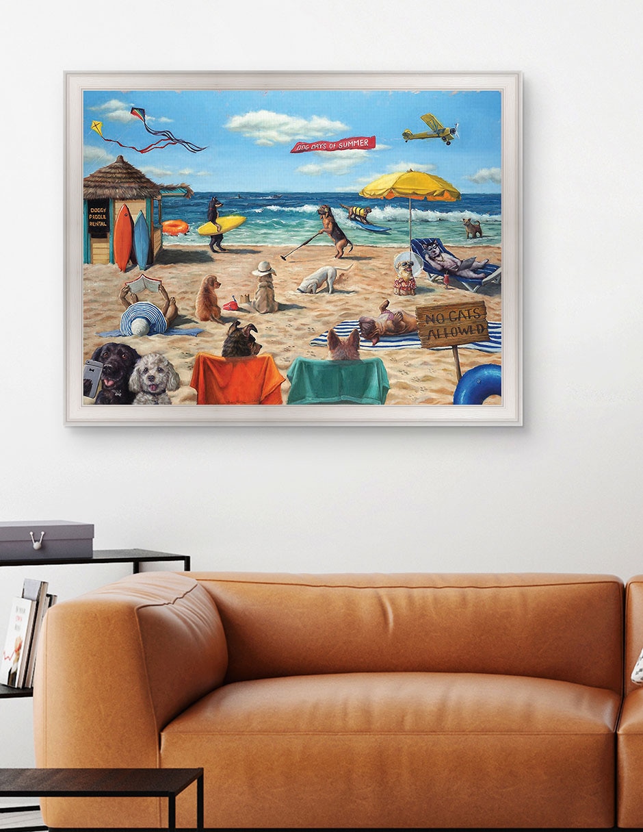 Cuadro decorativo Playa de perros de Lucia Heffernan técnica mixta 5