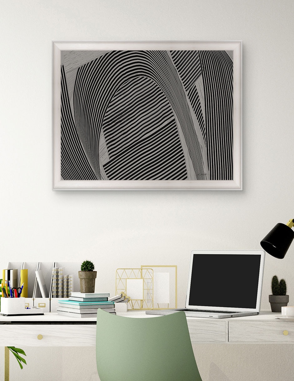 Cuadro decorativo Tejido gris I de Mike Schick técnica mixta 3
