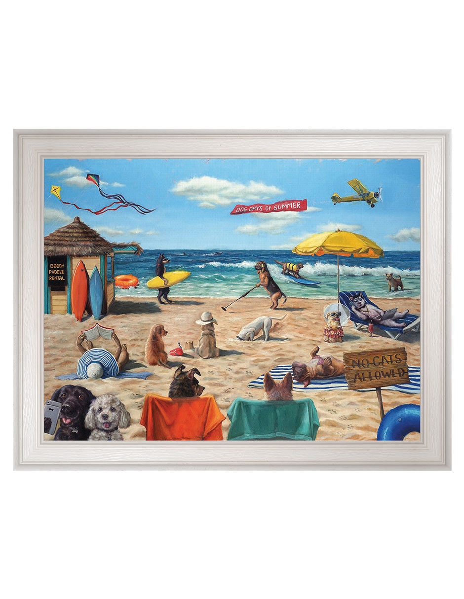 Cuadro decorativo Playa de perros de Lucia Heffernan técnica mixta