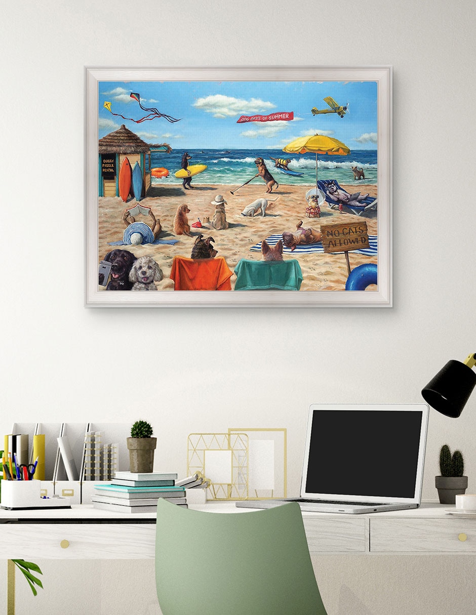 Cuadro decorativo Playa de perros de Lucia Heffernan técnica mixta 3