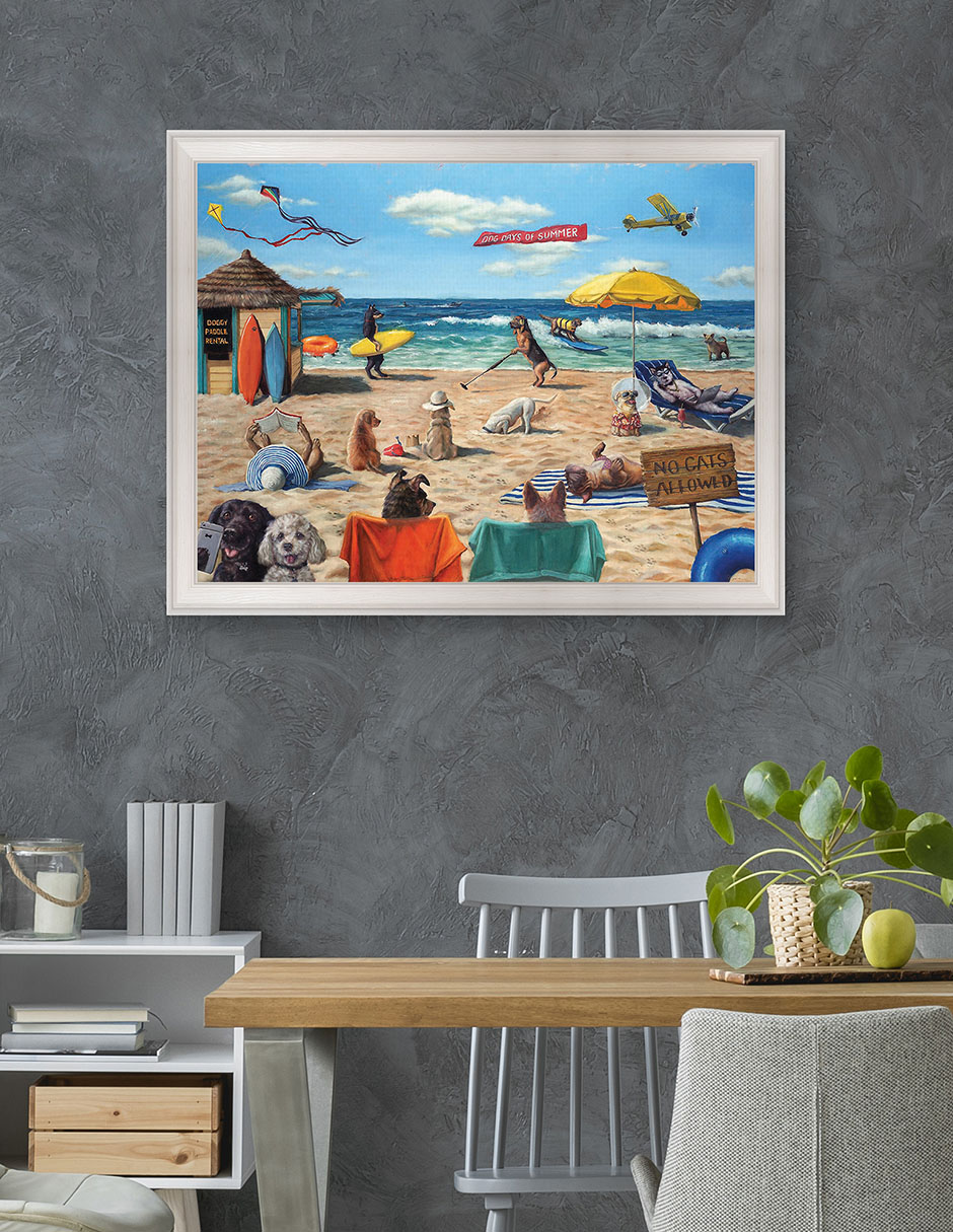 Cuadro decorativo Playa de perros de Lucia Heffernan técnica mixta 4