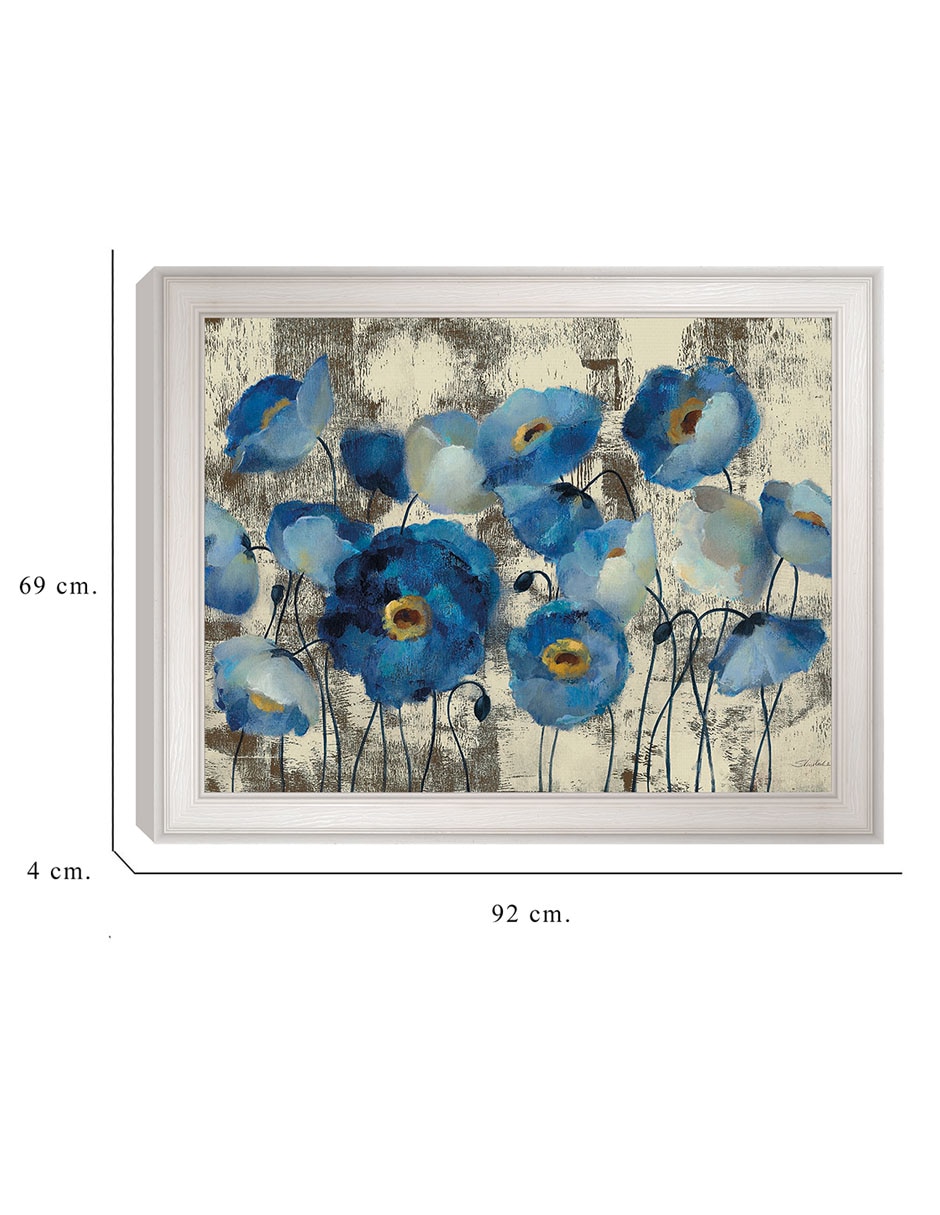 Cuadro decorativo Floral aguamarina de Silvia Vassileva técnica mixta 6
