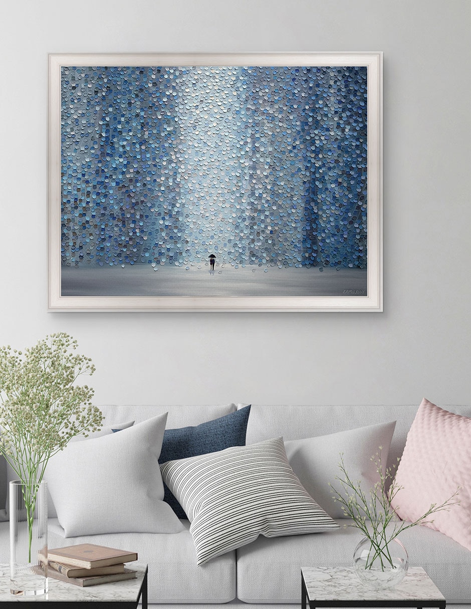 Cuadro decorativo Lluvia azul de Ekaterina Ermilkina técnica mixta 3