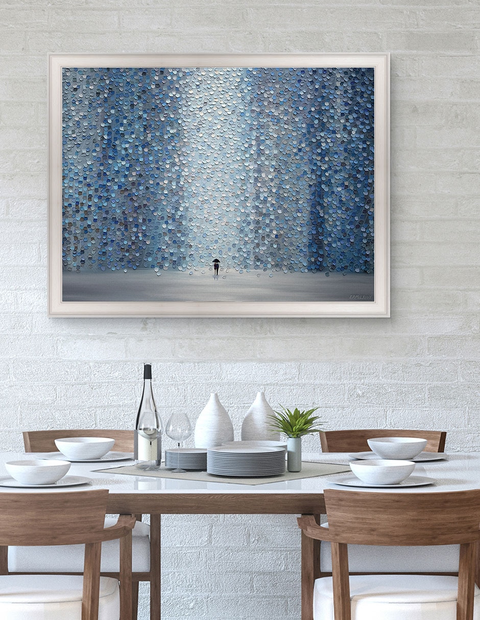 Cuadro decorativo Lluvia azul de Ekaterina Ermilkina técnica mixta 4