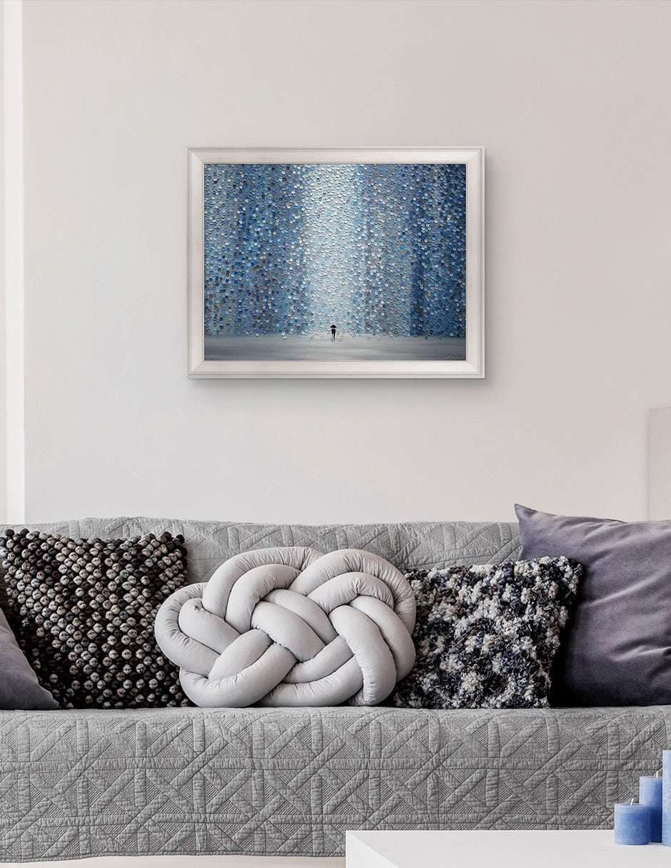 Cuadro decorativo Lluvia azul de Ekaterina Ermilkina técnica mixta 2
