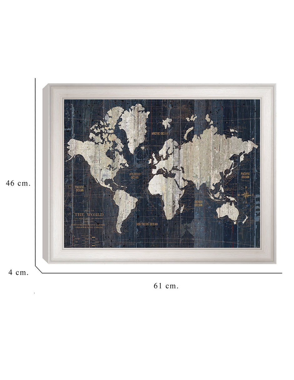 Cuadro decorativo Mapa del Viejo Mundo azul v2 de Wild Apple Portfolio técnica mixta 6