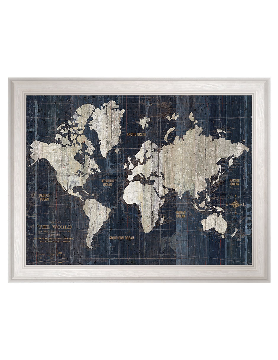 Cuadro decorativo Mapa del Viejo Mundo azul v2 de Wild Apple Portfolio técnica mixta