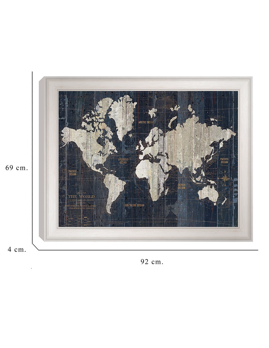 Cuadro decorativo Mapa del Viejo Mundo azul v2 de Wild Apple Portfolio técnica mixta 2