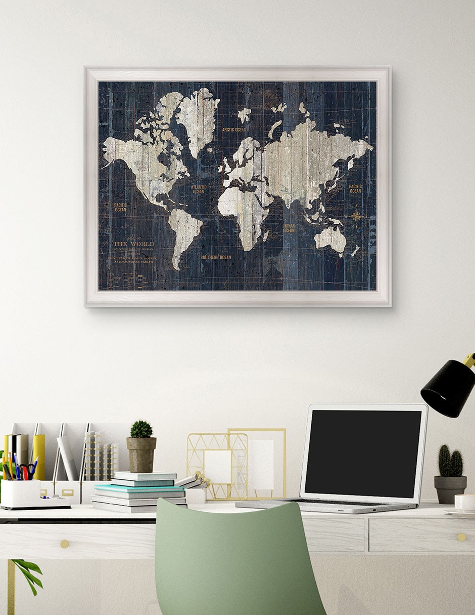 Cuadro decorativo Mapa del Viejo Mundo azul v2 de Wild Apple Portfolio técnica mixta 4