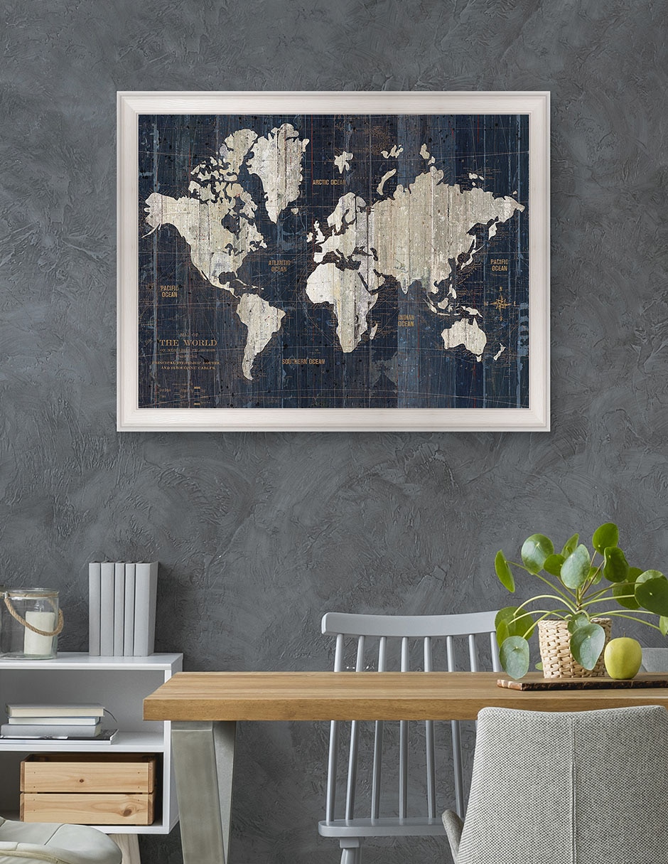 Cuadro decorativo Mapa del Viejo Mundo azul v2 de Wild Apple Portfolio técnica mixta 5