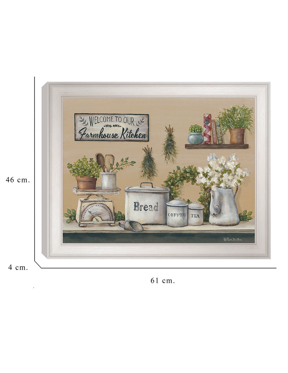 Cuadro decorativo Cocina de granja con jardín de Pam Britton técnica mixta 2