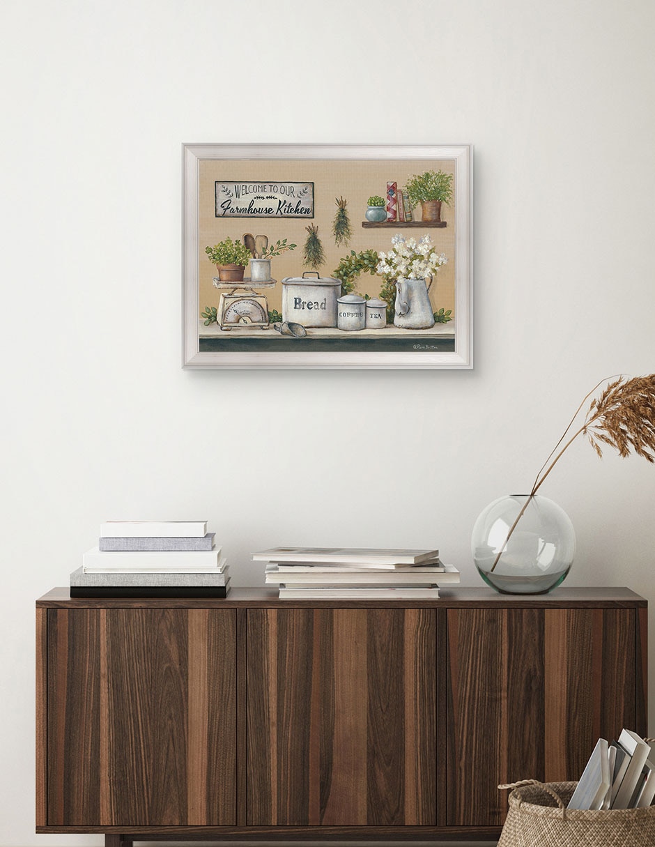 Cuadro decorativo Cocina de granja con jardín de Pam Britton técnica mixta 4