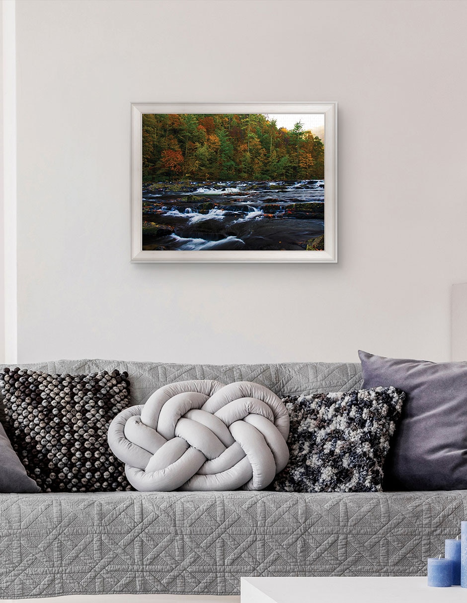 Cuadro decorativo Otoño en el río Tellico de Andy Crawford técnica mixta 3