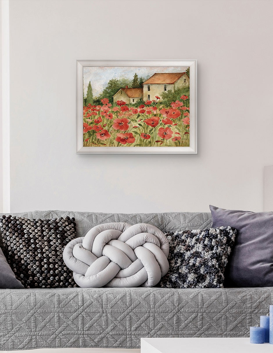 Cuadro decorativo Paisaje toscano de amapolas de Susan Winget técnica mixta 2