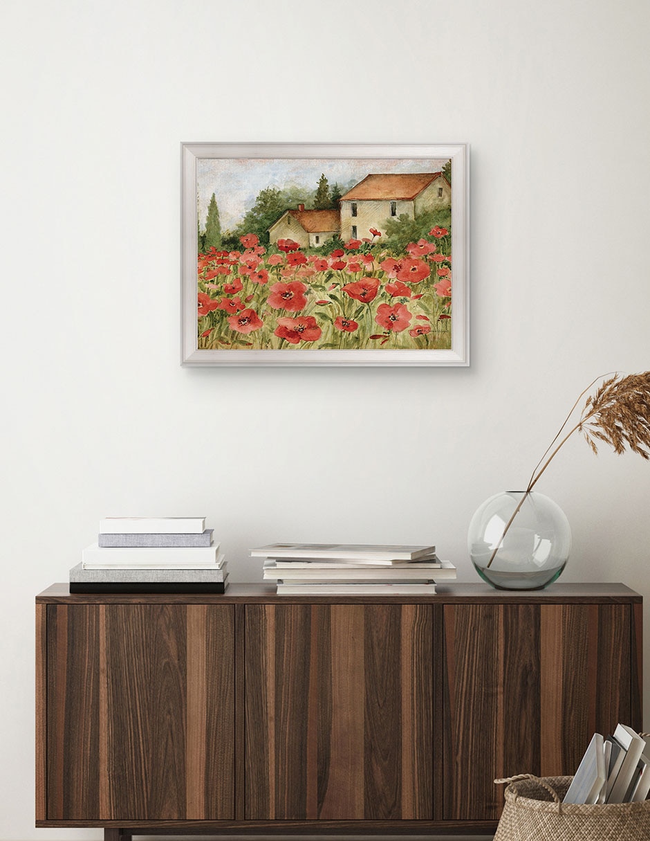 Cuadro decorativo Paisaje toscano de amapolas de Susan Winget técnica mixta 3