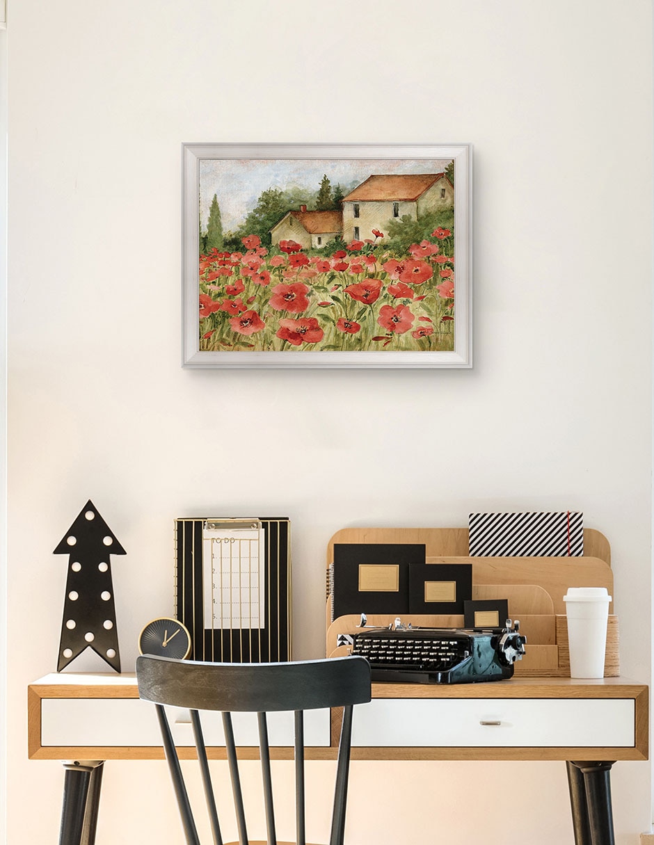 Cuadro decorativo Paisaje toscano de amapolas de Susan Winget técnica mixta 4