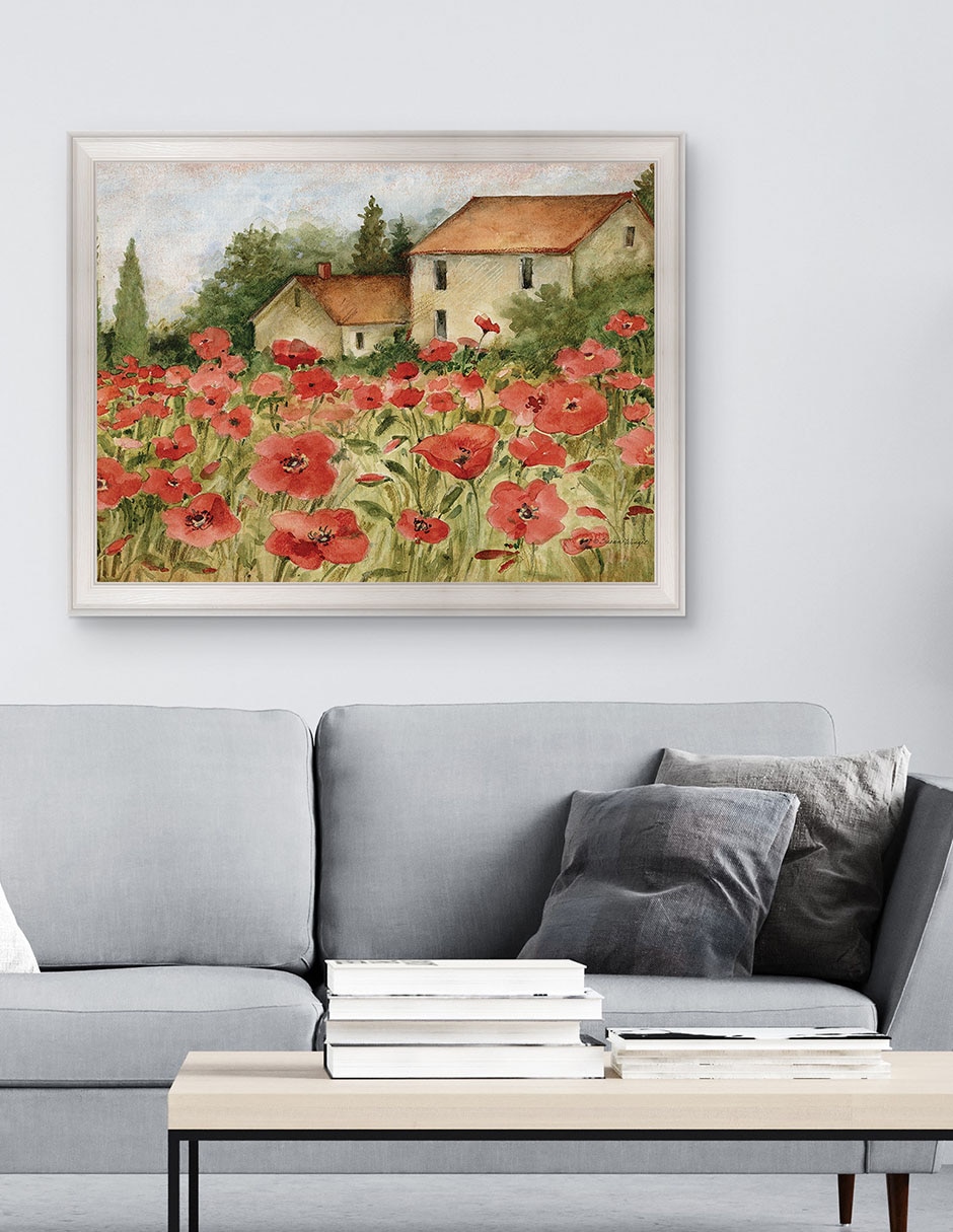 Cuadro decorativo Paisaje toscano de amapolas de Susan Winget técnica mixta 3
