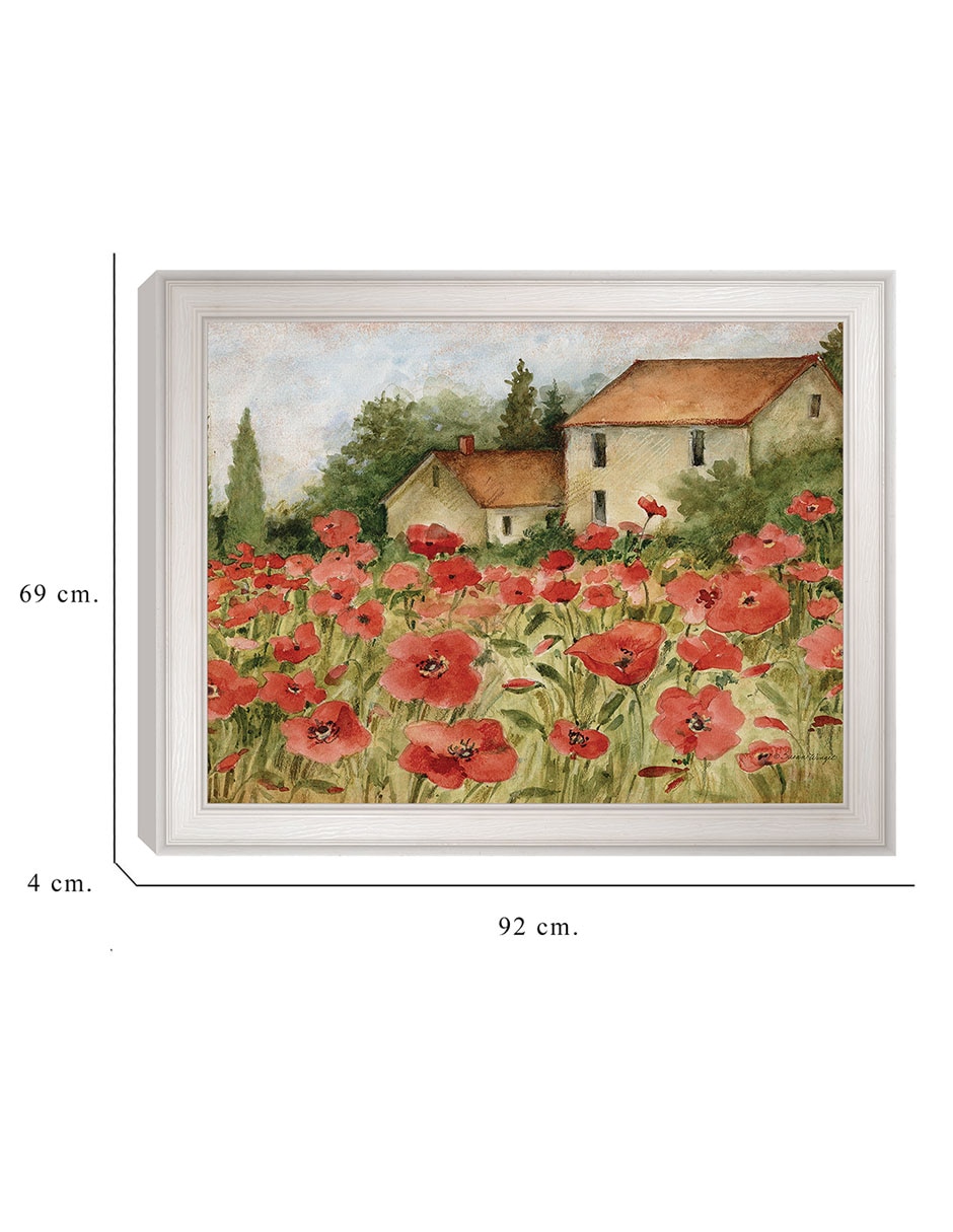 Cuadro decorativo Paisaje toscano de amapolas de Susan Winget técnica mixta 2