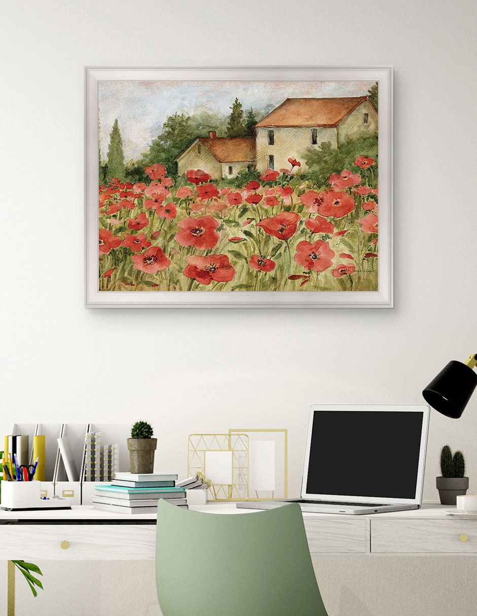 Cuadro decorativo Paisaje toscano de amapolas de Susan Winget técnica mixta 4
