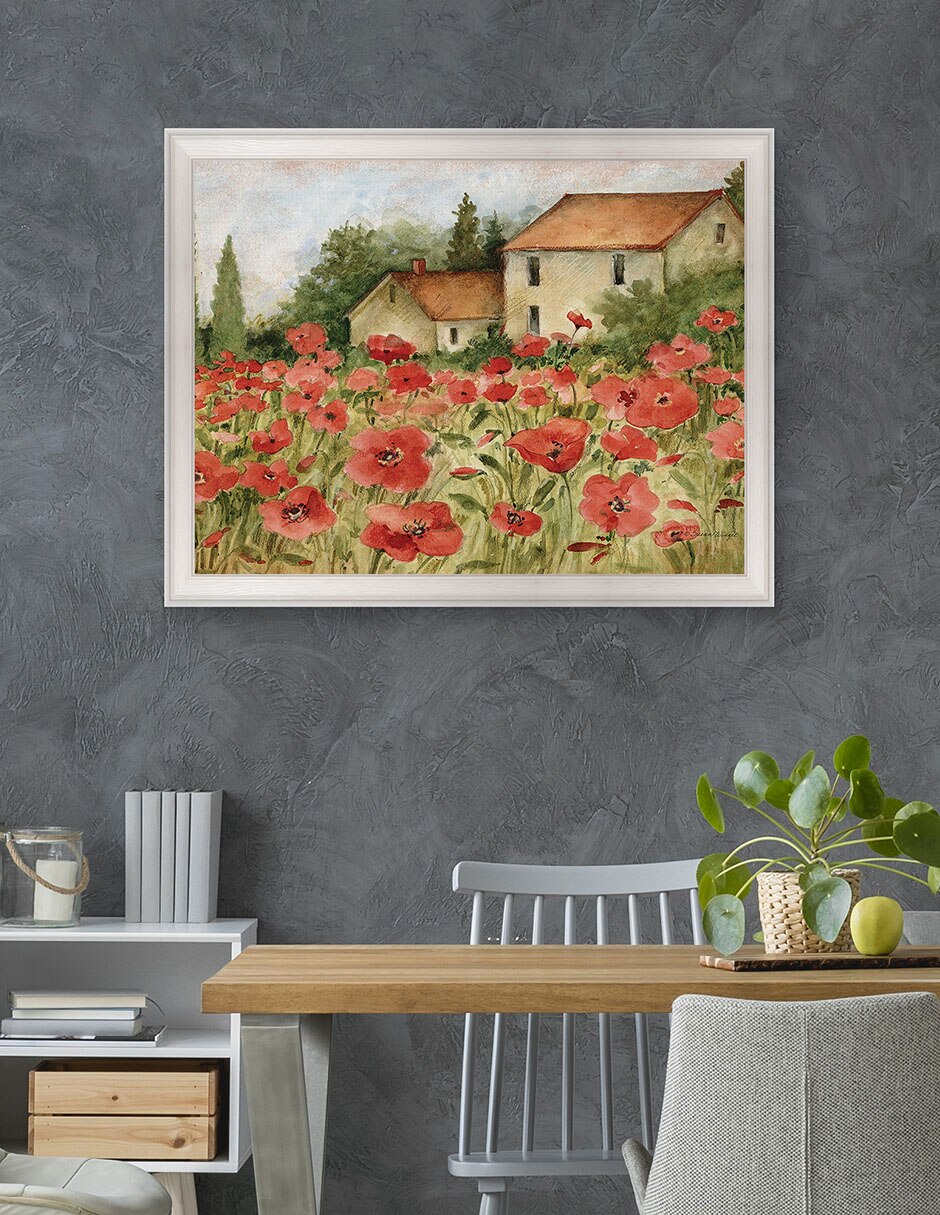 Cuadro decorativo Paisaje toscano de amapolas de Susan Winget técnica mixta 5