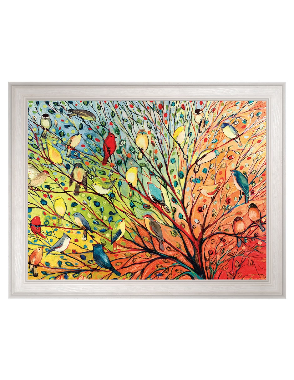 Cuadro decorativo 27 aves de Jennifer Lommers técnica mixta